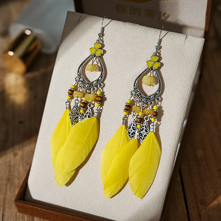 Irregular natural stone long earrings