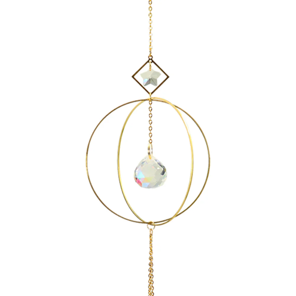 Crystal Suncatcher Ball Iron Ring Hanging Pendant Home Garden Decor