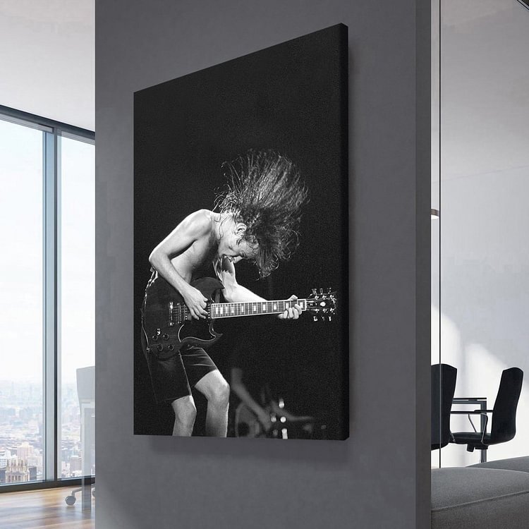 AC/DC Angus Young - LIVE “Color Edit” 1982 Canvas Wall Art MusicWallArt