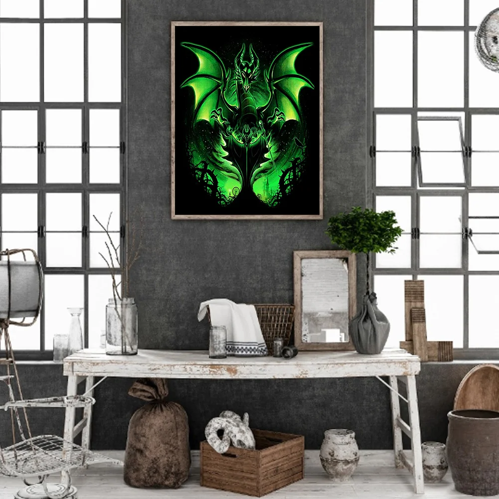 Full Round Diamond Painting 30*40cm - Silhouette Western Dragon