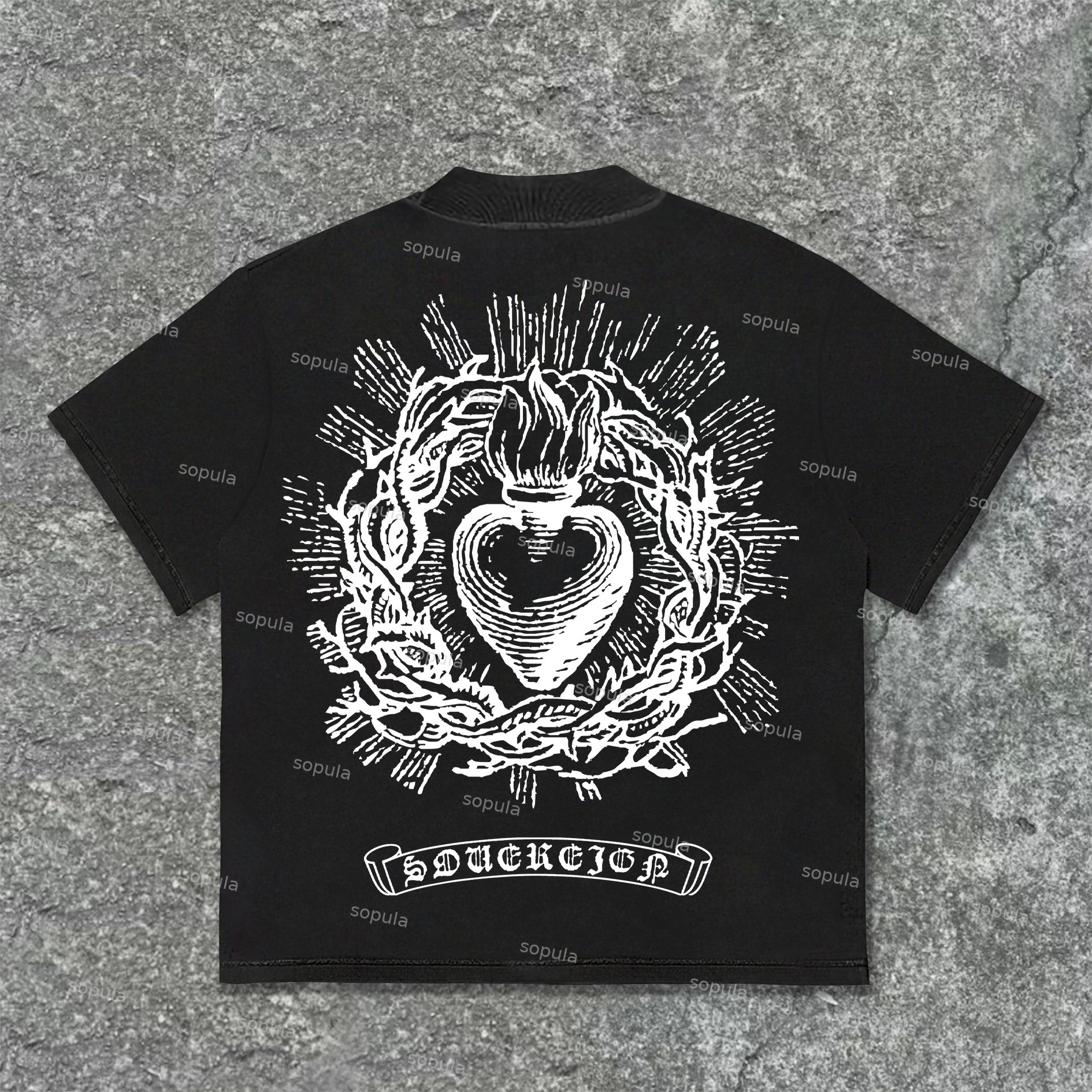 Sopula Sovereign Faith Sacred Heart Graphics Cotton T-Shirt - SOPULA