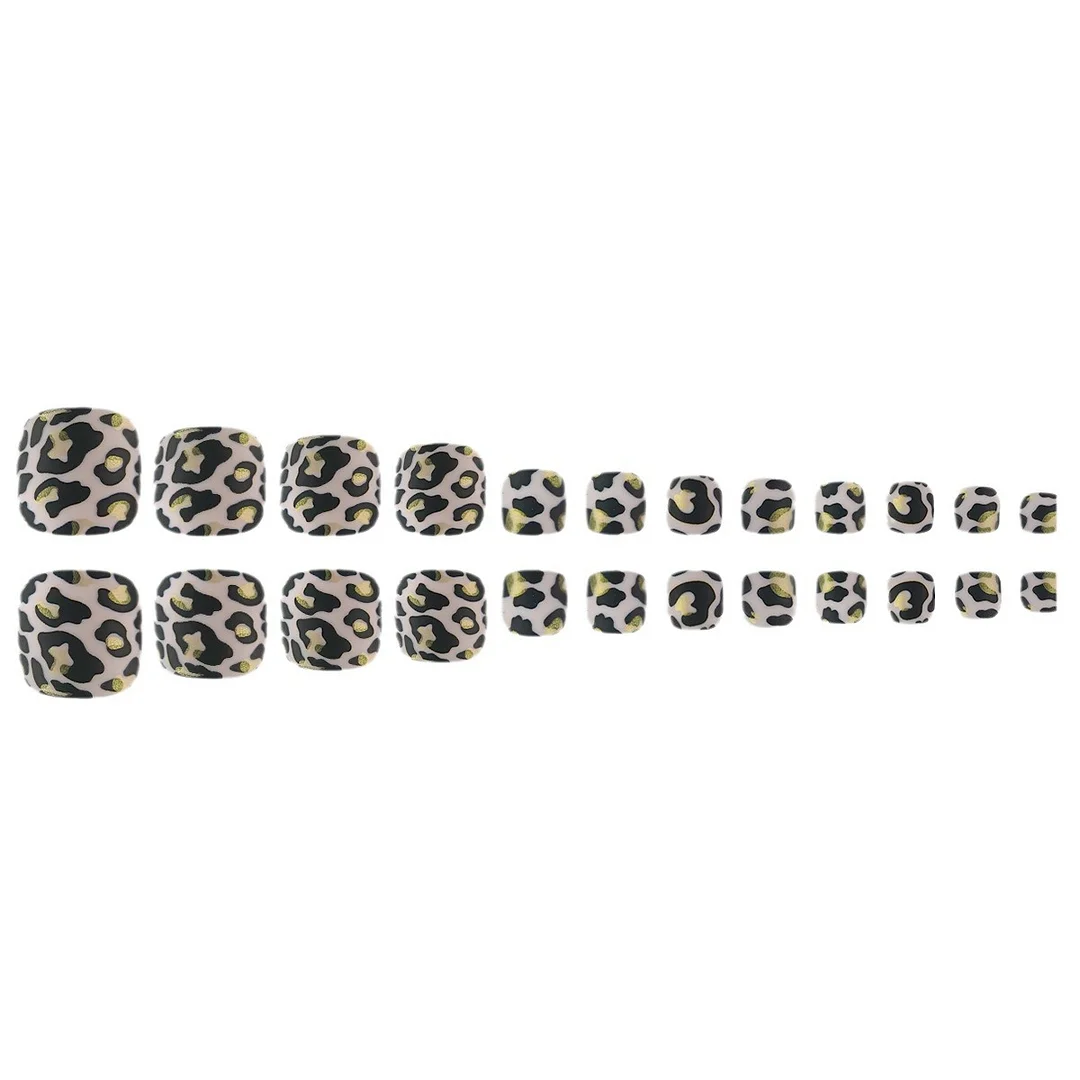 Churchf Yiwu Nail Wearing Leopard Print Gold Foil Summer Advanced Sense Fake Foot Nails Can Be Removed