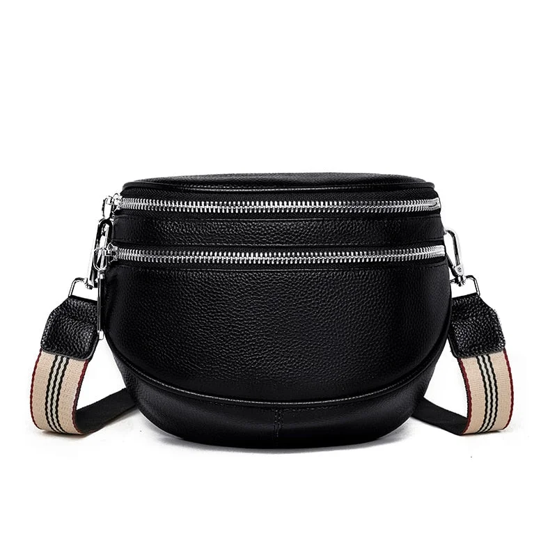 Genuine Leather Shoulder Bags For Women 2021 Soft Women Purse Multi-pockets Crossbody Bag Designer Saddle Bag Lady Handbag