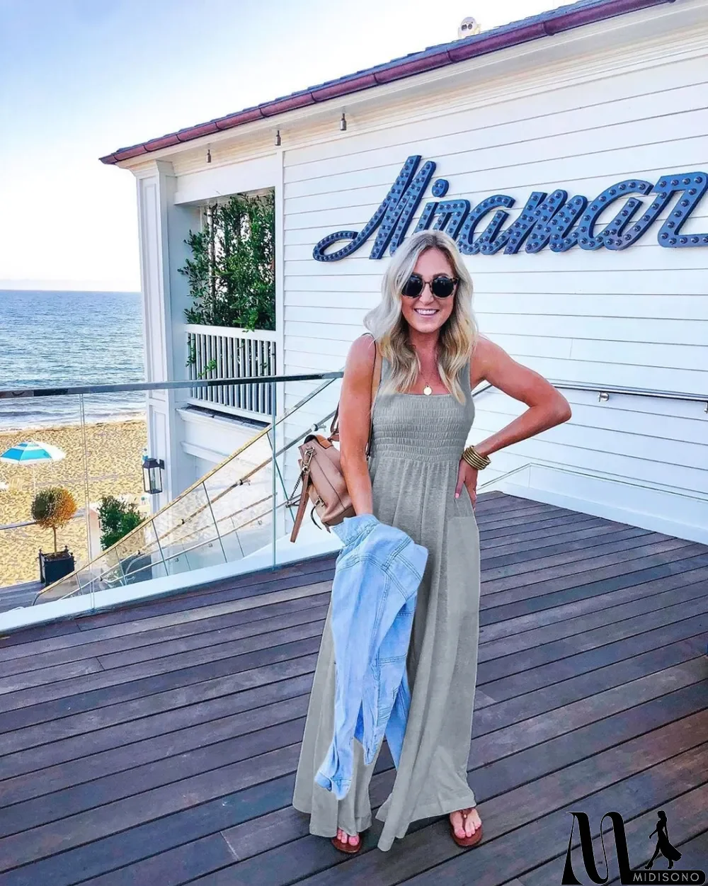 MidiSono - Summer Wide Straps Wide Legges Jumpsuit