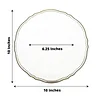 10 Pack | 10" Clear / Gold Scalloped Rim Plastic Dinner Plates, Large Disposable Party Plates