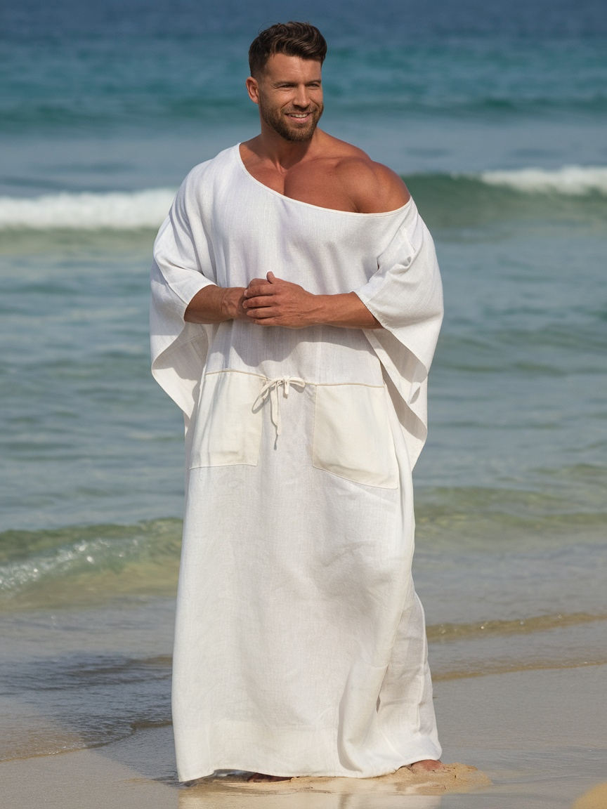 Men's Asymmetric Off-Shoulder Kaftan