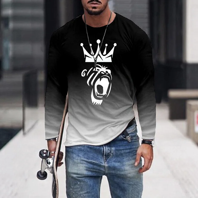 Leisure Gradient Print Long Sleeves T-Shirt