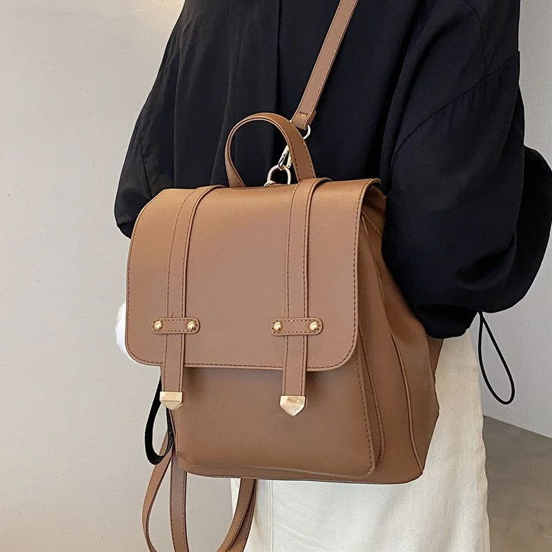 Faux Leather Buckled Flap Backpack YP359