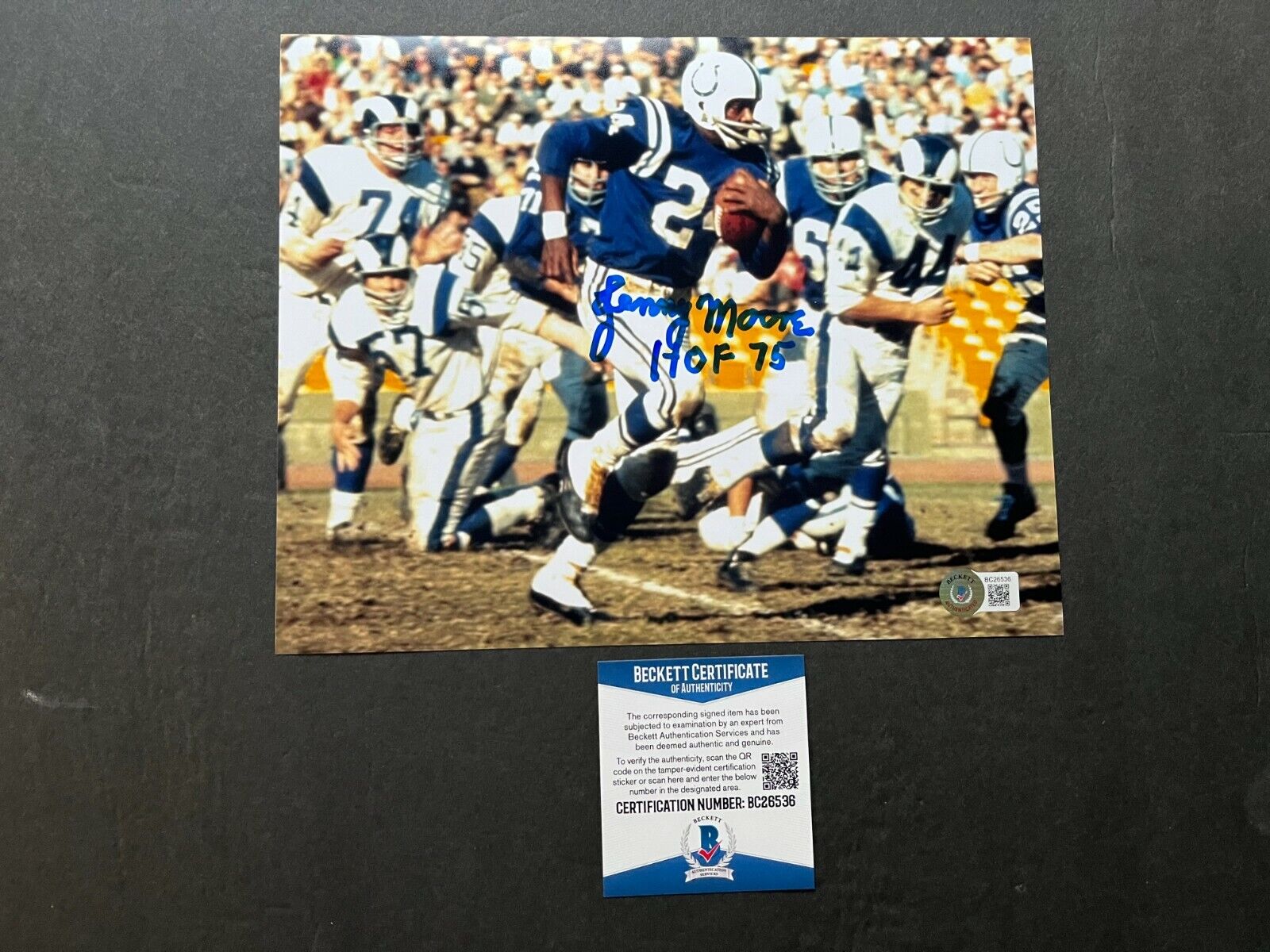 Lenny Moore Hot! signed autographed Colts HOF 8x10 Photo Poster painting Beckett BAS Coa