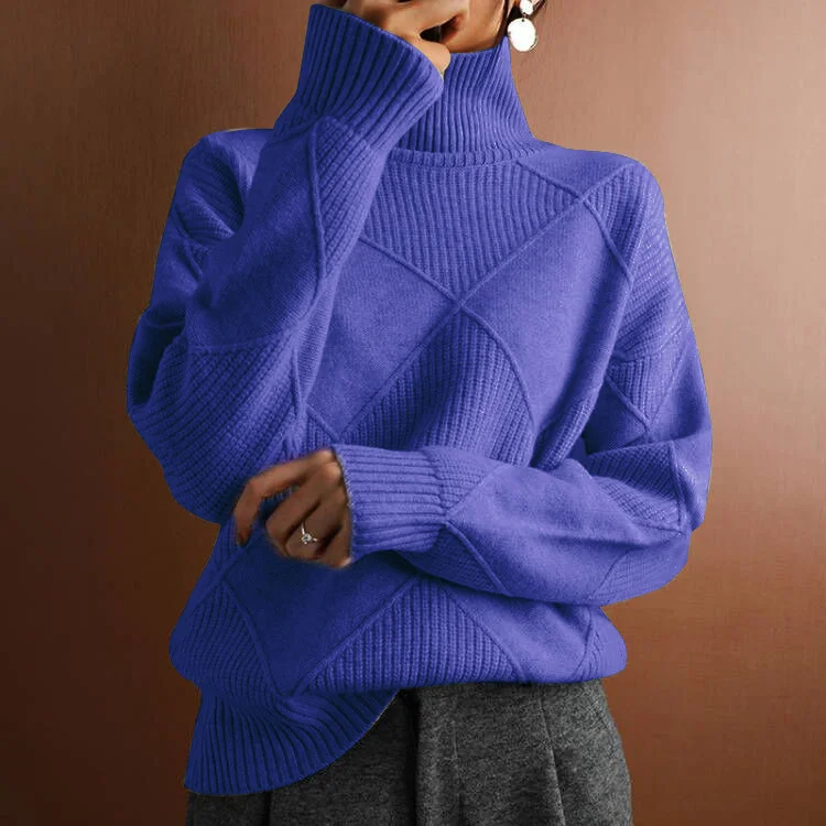 Loose Turtleneck Warm Sweater Solid Color Knitted Sweater