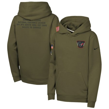 Youth Houston Texans Olive 2025 Salute to Service Club Fleece Hoodie
