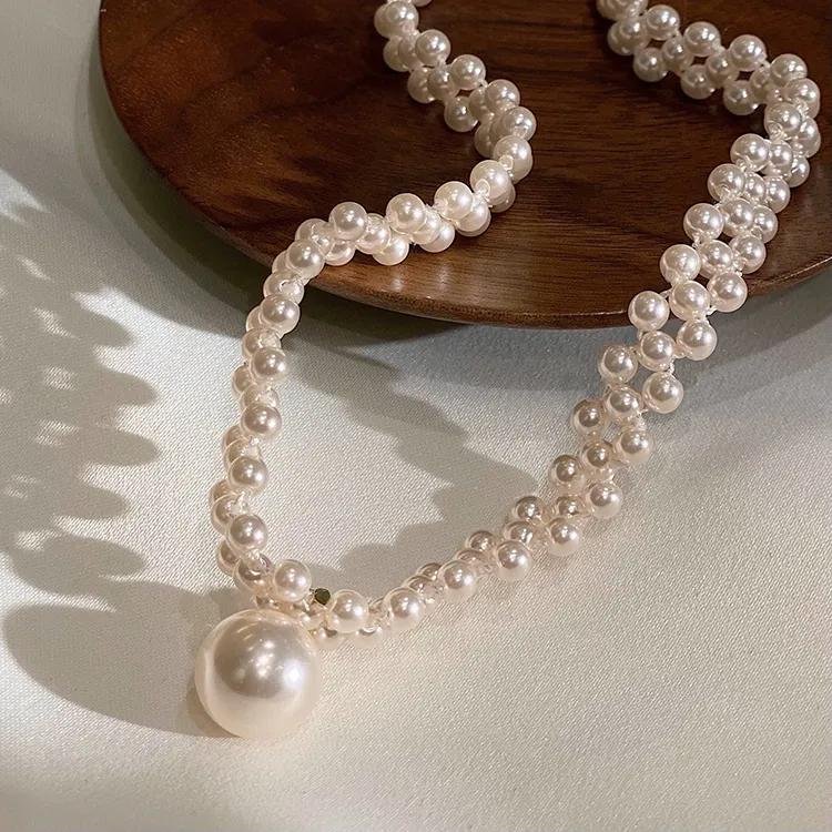Pearl Choker Three-row Pearls Clavicle Chain Necklace