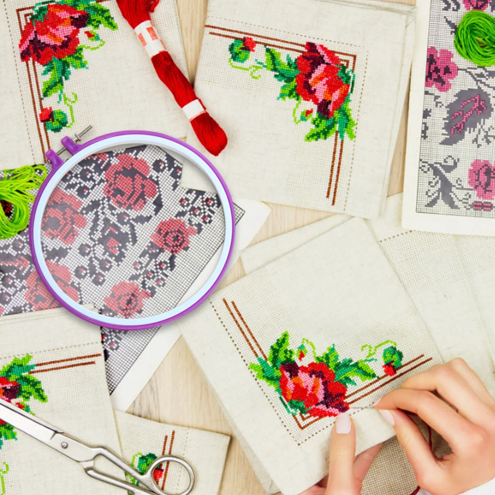 5pcs Cross Stitch Circle Set DIY Craft Round Hand Embroidery Hoops Rings