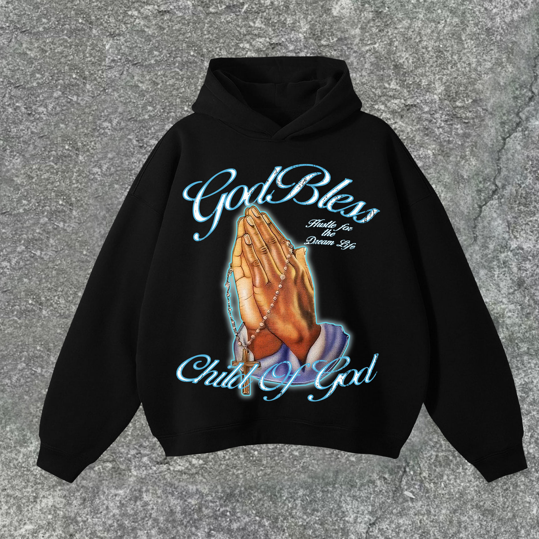Child Of God Prayer God Bless Graphic Print Pocketless Hoodie