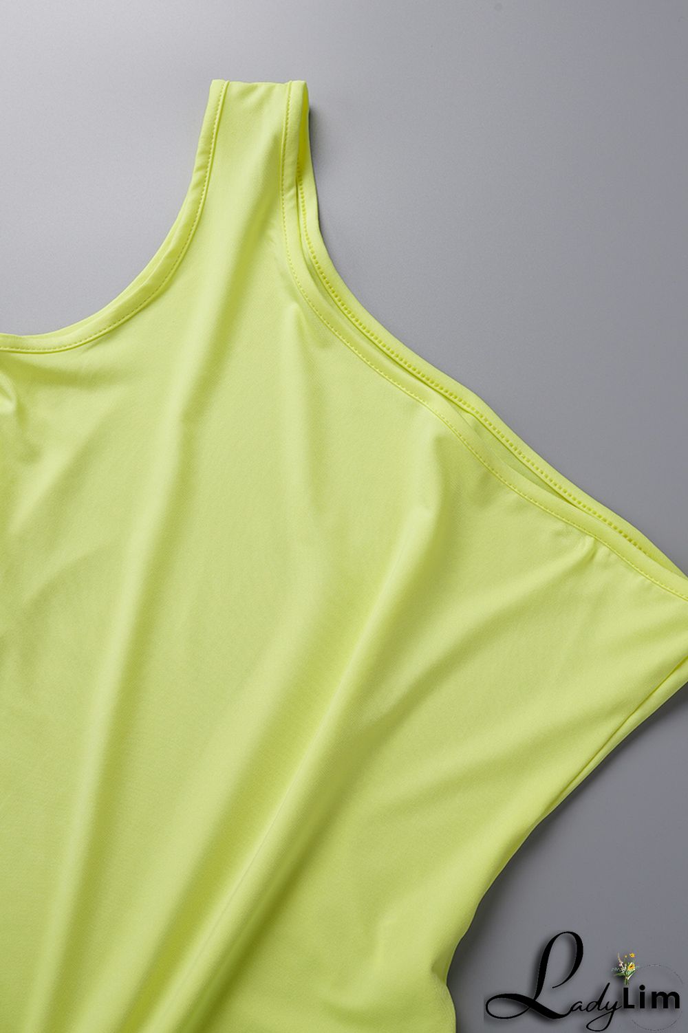 Yellow Sexy Patchwork Backless Contrast One Shoulder Sleeveless Dress Dresses