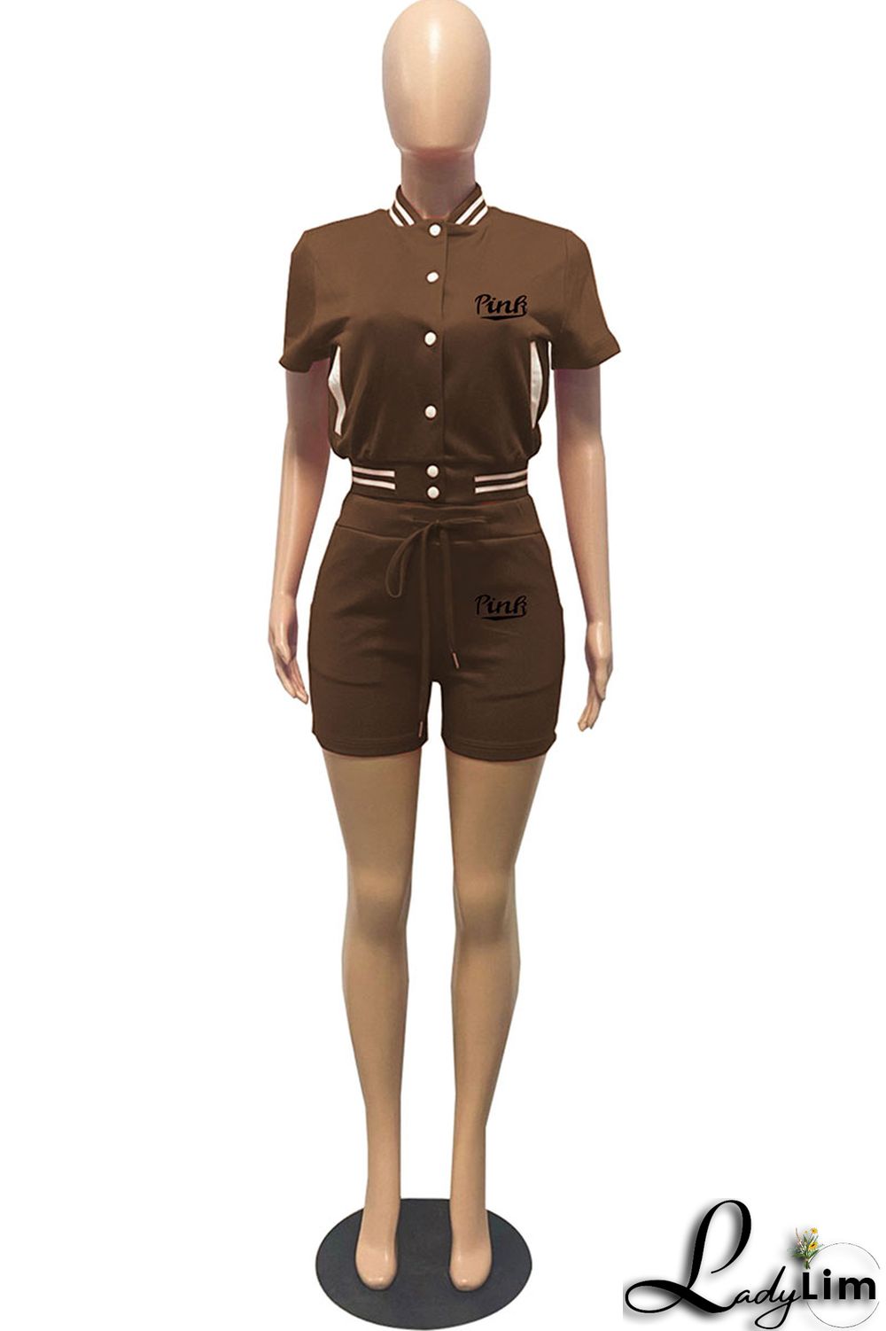 Black Casual Letter Print Patchwork O Neck Short Sleeve Two Pieces