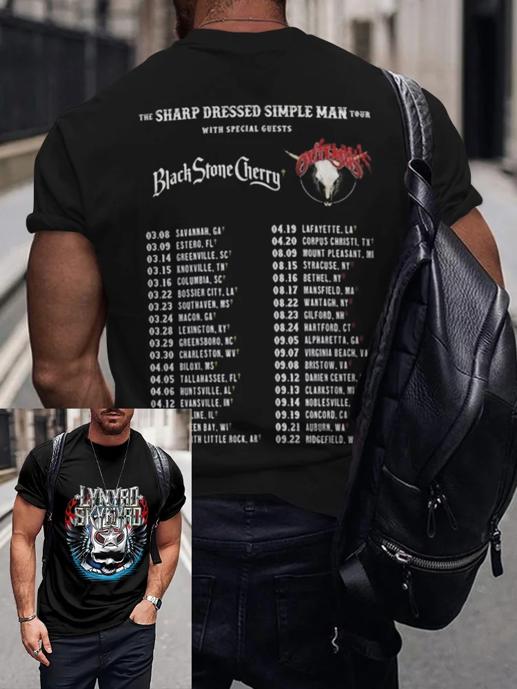 Men's Free Bird Blach Stone Cherry Rock Band Rebel Inspired T-Shirt