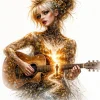 Luxury AB Velvet Diamond Painting Kit - Beautiful girl playing guitar