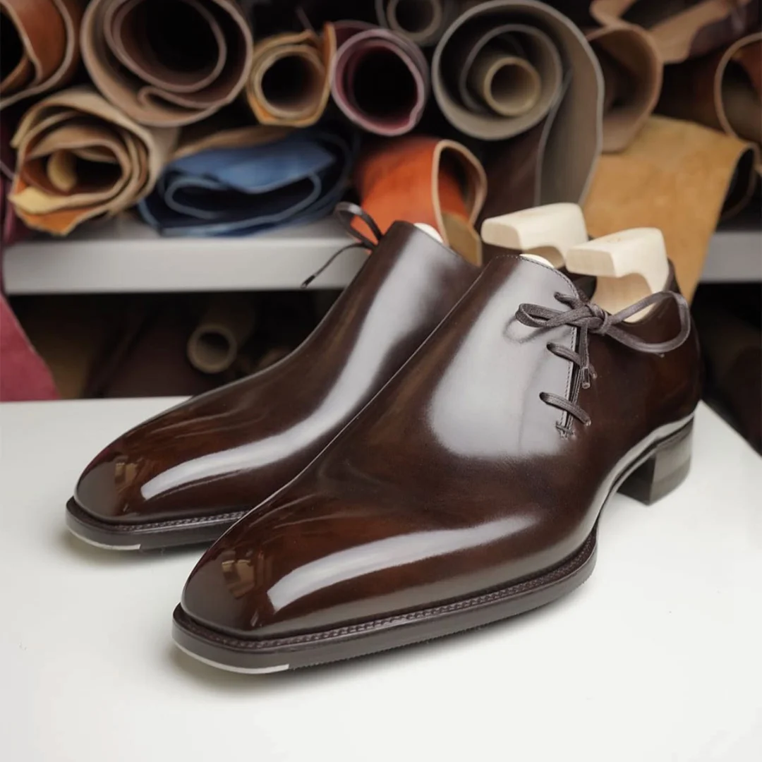 British style pointed toe men's business formal leather shoes