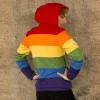 Arcobaleno felpa con cappuccio casual con cerniera