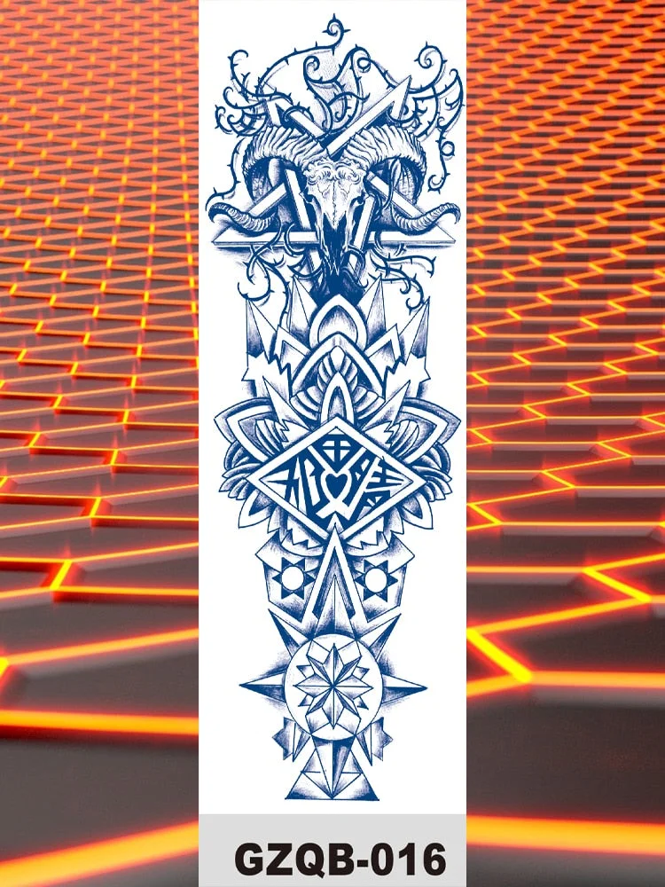 Temporary Flower Full Arm Tattoos Stickers Indian Wolf Dragon Navigator Totem Juice Ink Men Women Girl Leg Fake Tatoo Hot Sale