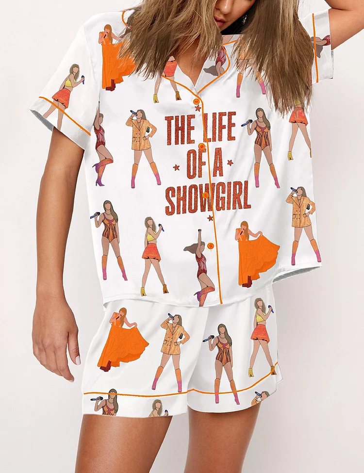 Women’s The Life Of A Showgirl TS12 Album Short Sleeve Satin Pajama Set