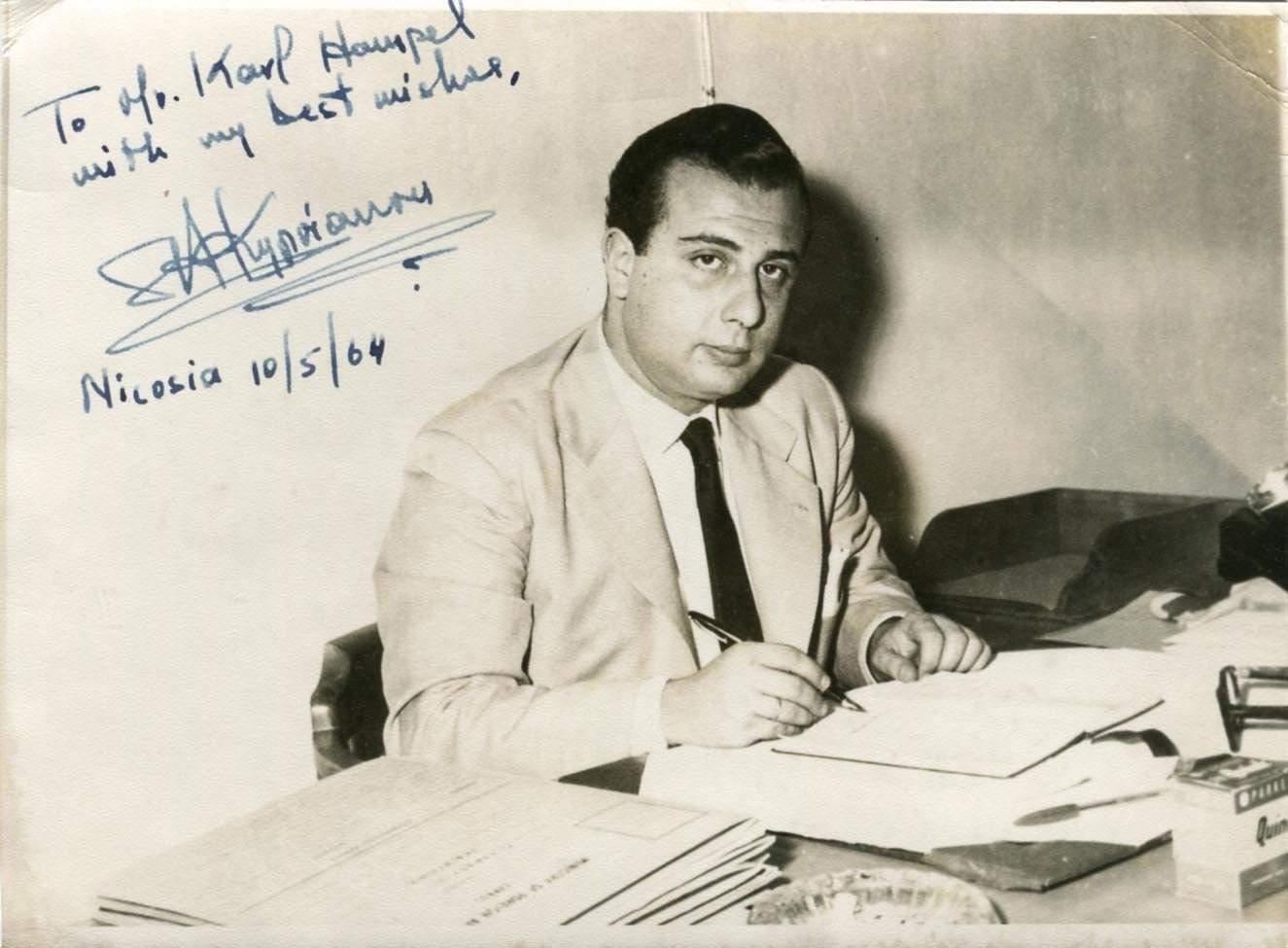 PRESIDENT OF CYPRUS Spyros Kyprianou autograph, signed vintage Photo Poster painting