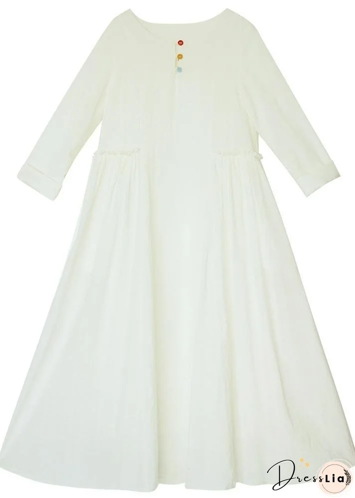 Loose O Neck large hem Spring Clothes Catwalk White Art Dresses