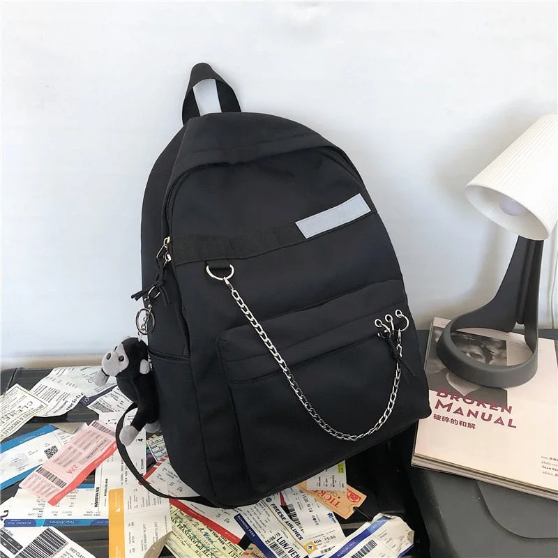 JULYCCINO New Buckle Chain Women Backpack Female Fashion Reflective Student Schoolbag Teenage Girls College Backpack Boy Mochila