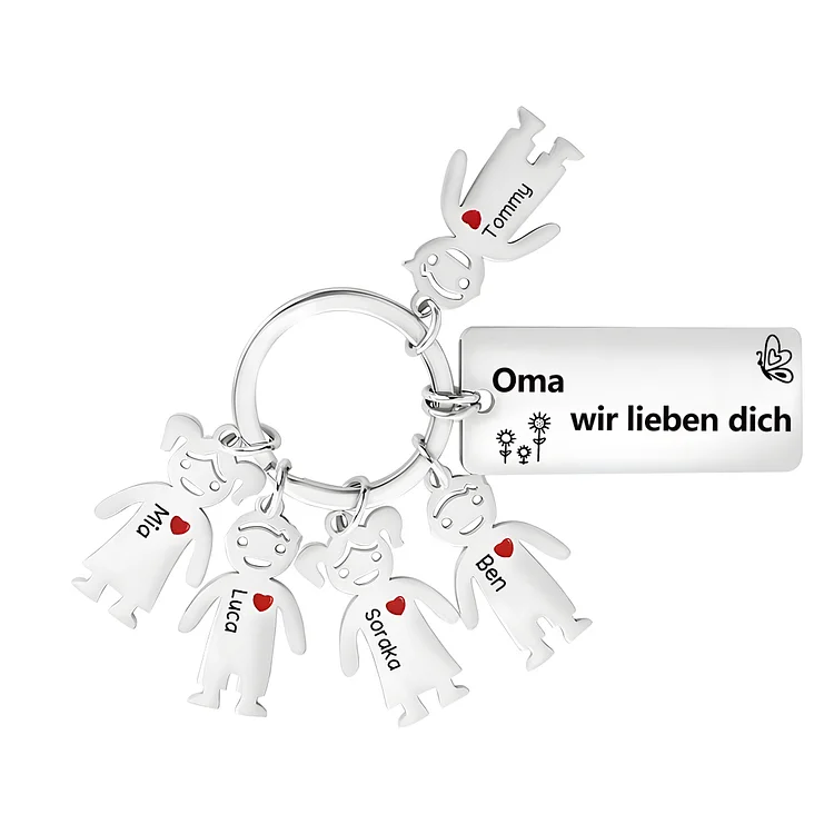 Kettenmachen Personalisierte 5 Namen Familie Schlüsselanhänger-Oma Wir lieben dich-Geschenk für Großmutter