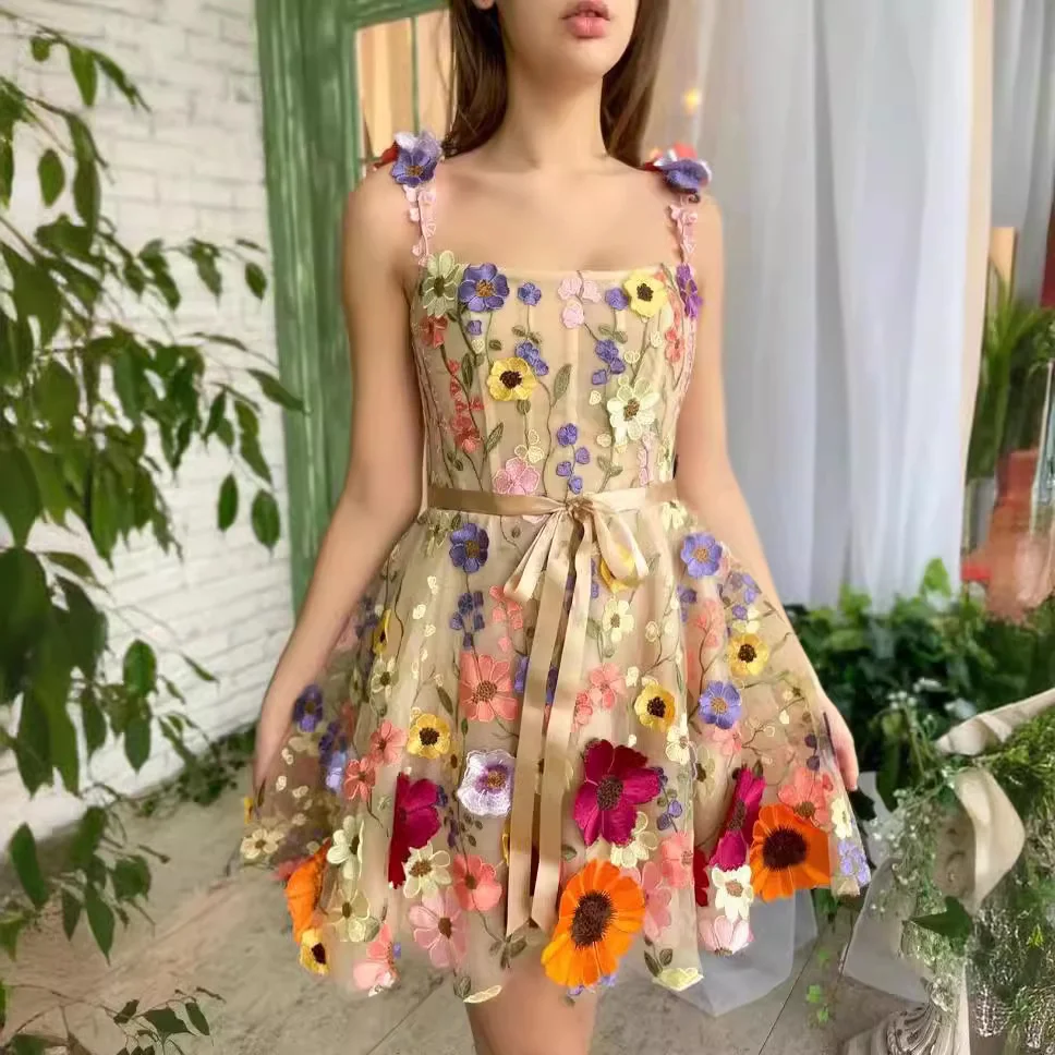 Uveng Uveng Women's Three-Dimensional Flower Embroidered Bag-Buff Sexy Dress In 2025