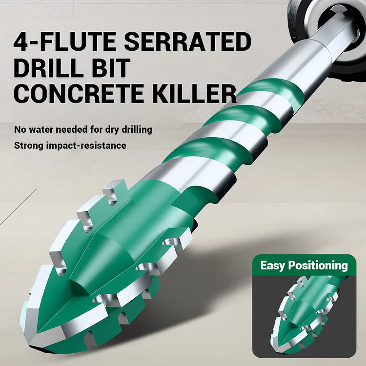 Greene® 4PCS Premium 4-Flute Serrated Edge Drill Bit Set