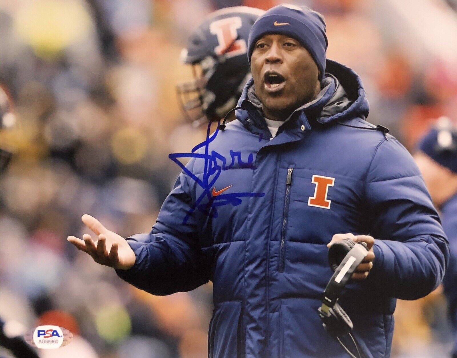 Lovie Smith Signed Autographed Illinois Fighting 8x10 Photo Poster painting Psa/Dna