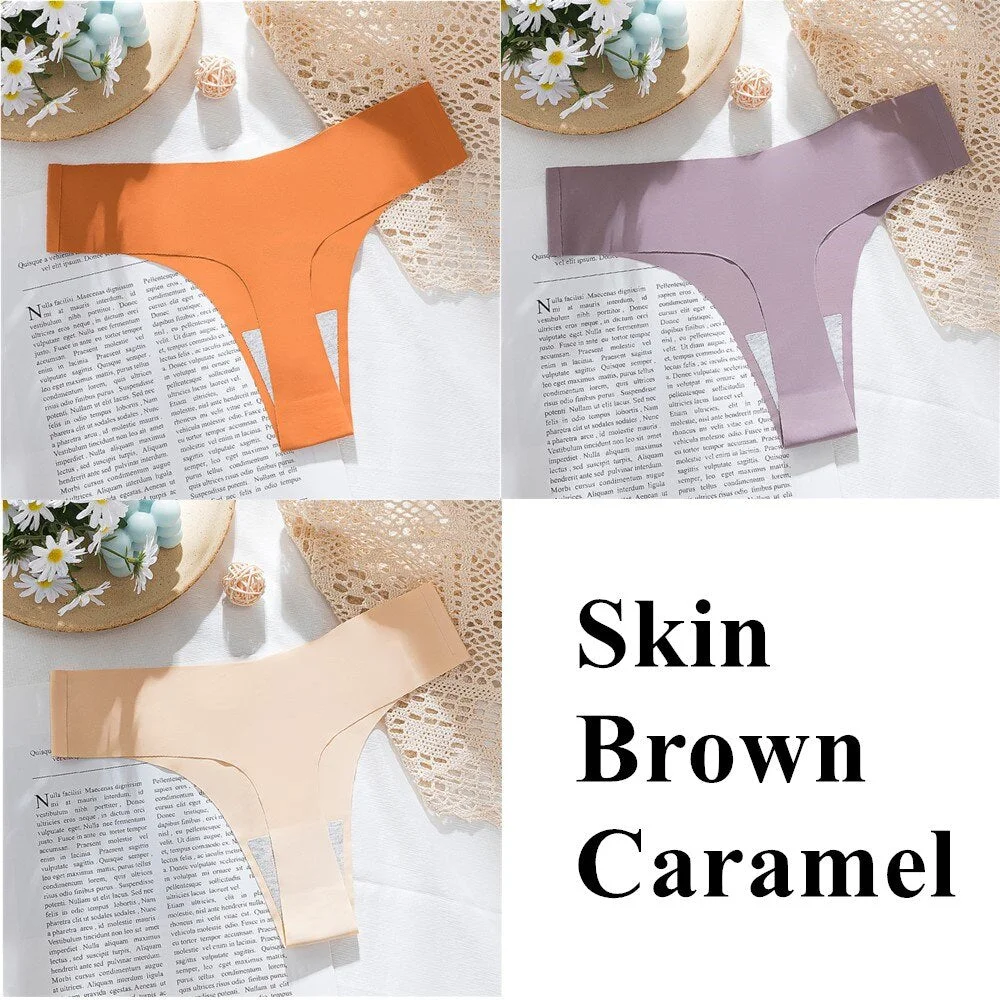 3Pcs New Ice Silk Thong Sexy Panties Seamless G String Underwear Women Low-Rise Thongs Women Lingerie Bikini T Back Underpants