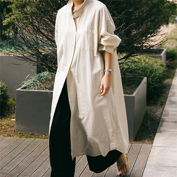 Versatile Button Long Sleeve Midi Dress