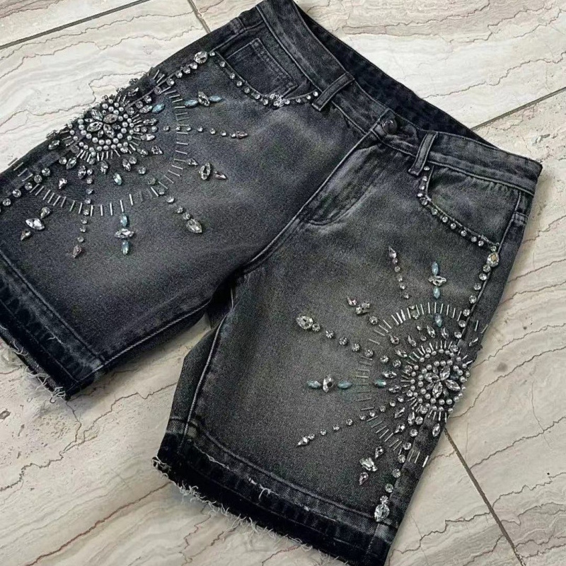 Men's Street Heavy Diamond Denim Shorts