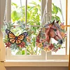 (US Local)2Pcs Special Shaped Wreath Butterfly Horse Diamond Painting Hanging Decor Craft Kit