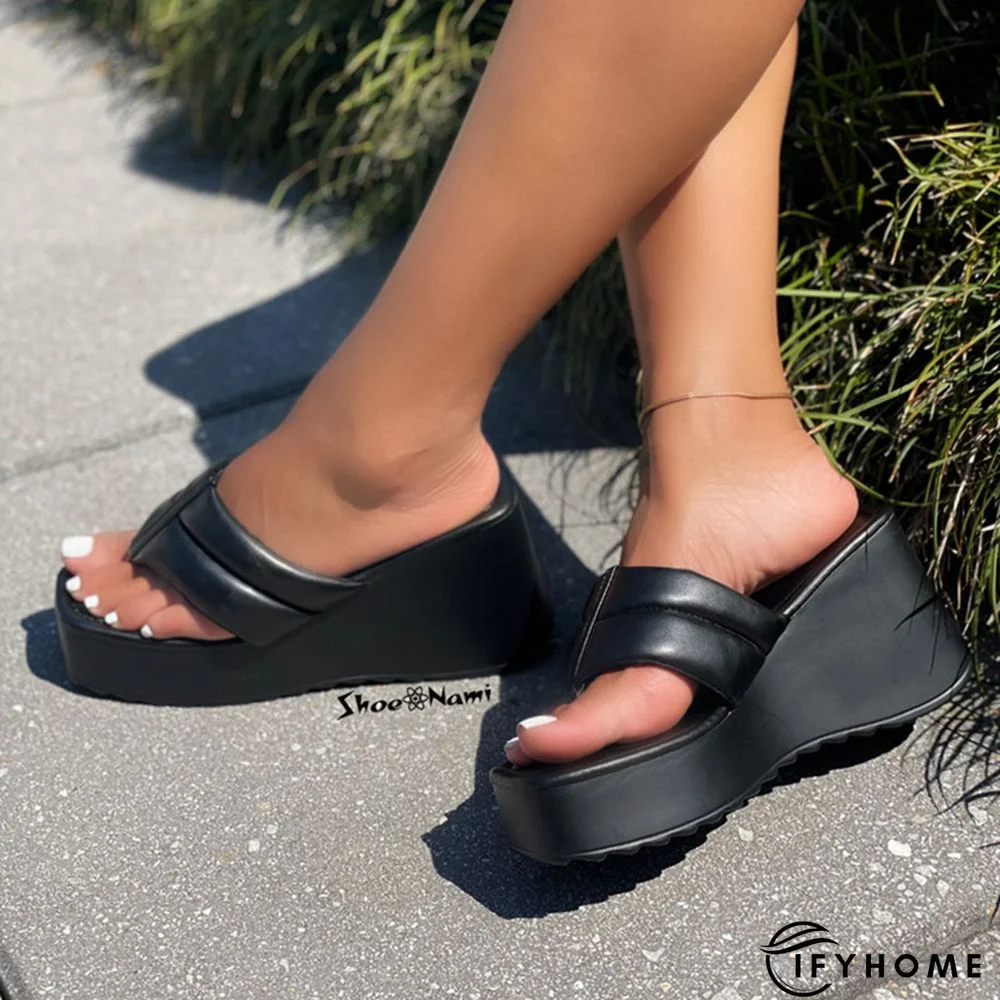 Summer New Round Plus Size Flip-flop Sandals With Wedge Heels | IFYHOME