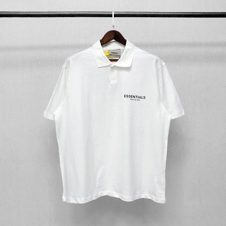 Fog Fear Of God Essentials T Shirt Double Line Polo Shirt Reflective Letter Short Sleeve Loose Couple