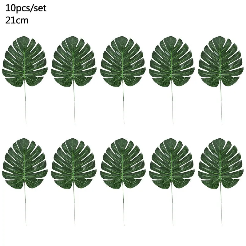 Summer Tropical Artificial Palm Leaves for Wedding Hawaiian Luau Jungle Birthday Party Home Decoration Fake Plant Turtle Leaf