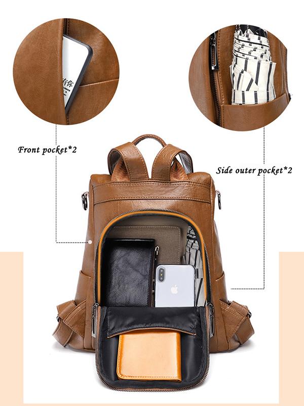 Soft Leather Anti-Theft Backpack