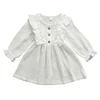 Kid Baby Girl Ruffles Solid  Linen Casual Dresses