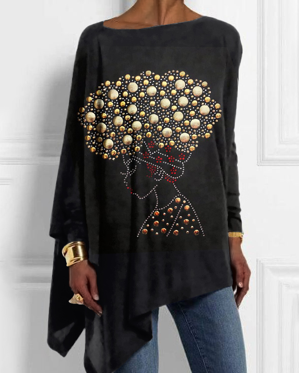 Black Diamond Pearl Girl Irregular Top