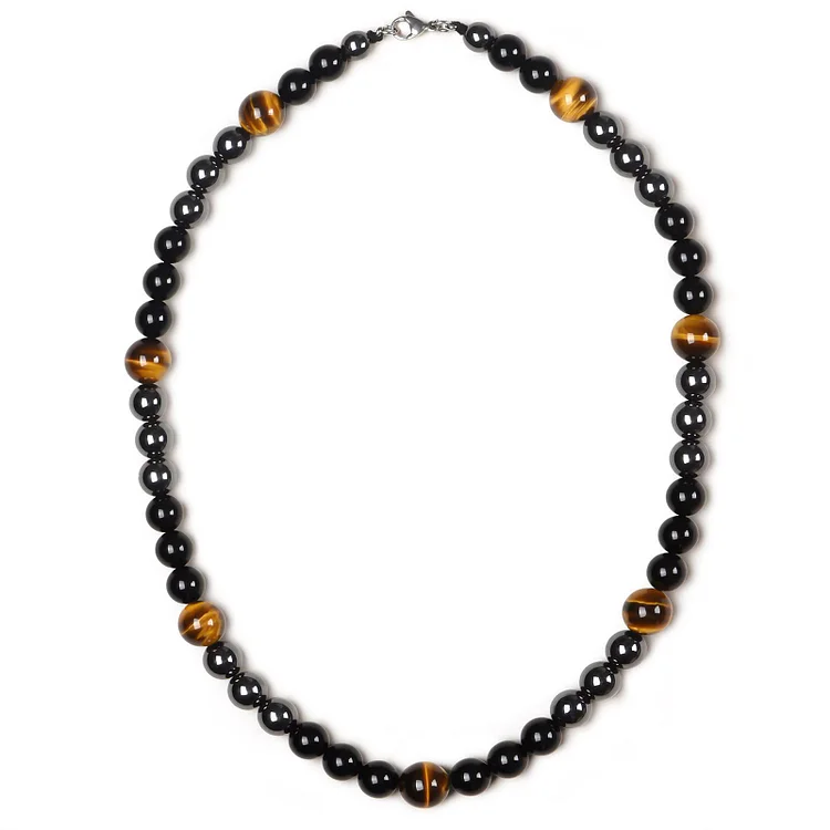 Olivenorma Healing Crystal Obsidian Tiger Eye Hematite Beads Necklace