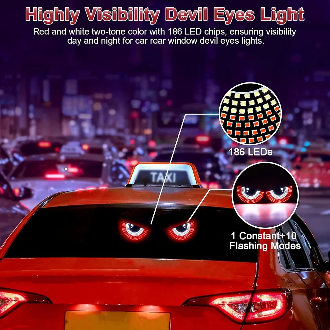 PIFOOG LED Devil Eyes Light for Car Window Demon Evil Eye Sign Lights Cars Back Windshield USB Road Rage Light up Flicker Signal Lighting Cool Fun Stuff Accessories Amber Yellow