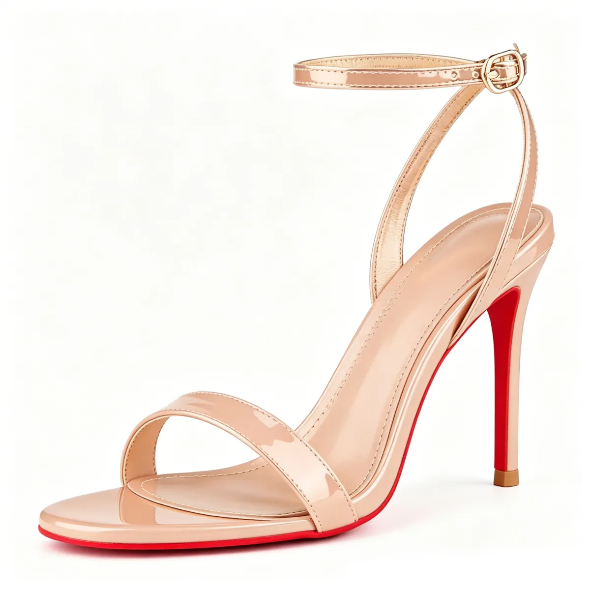 100mm round toe toe ankle strap high-heeled sandals  Red Bottom  Sandals