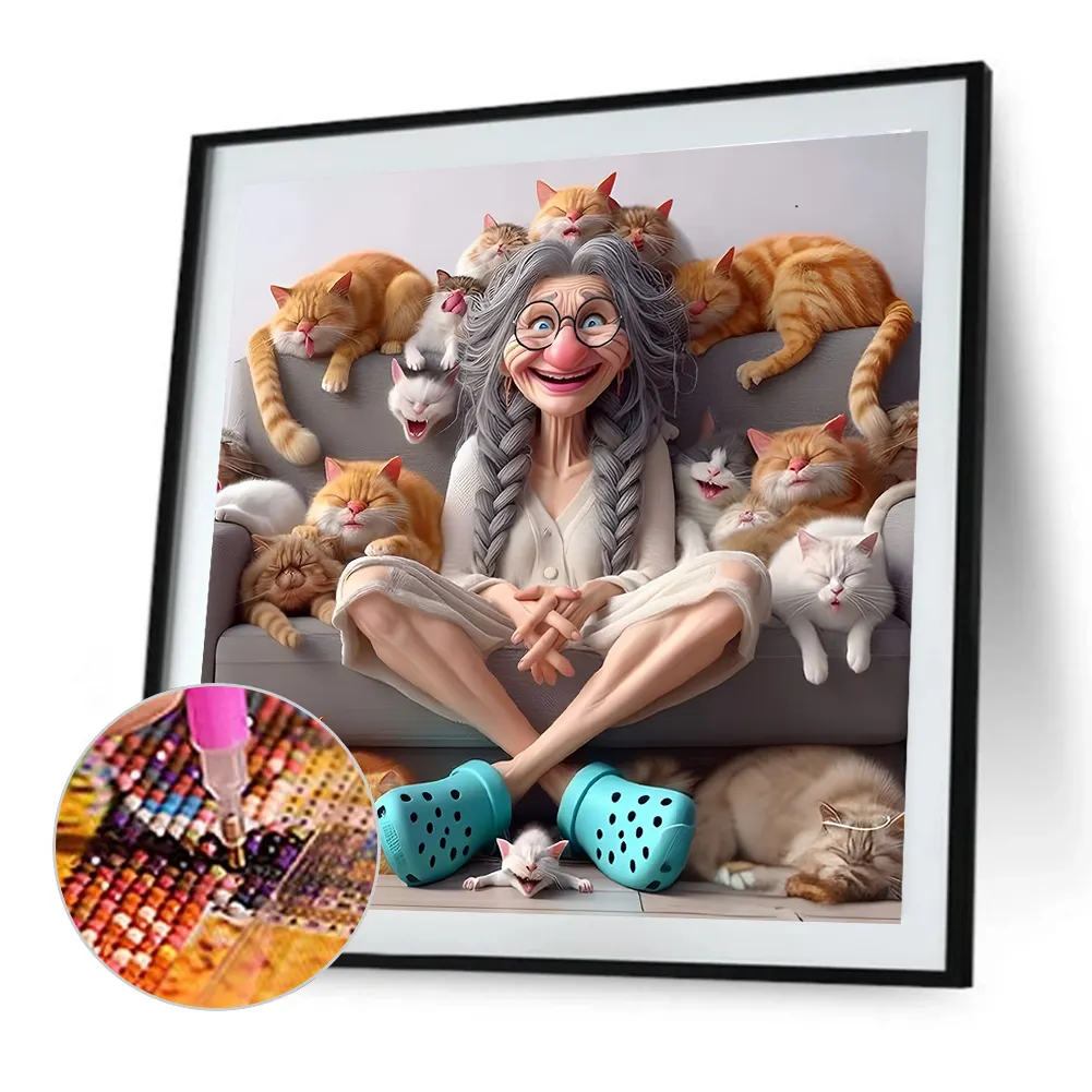 Diamond Painting - Full Round Drill - Cute Granny(Canvas|40*40cm)
