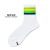 Rainbow striped sports cotton towel bottom thickened mid-length sweat-absorbent socks