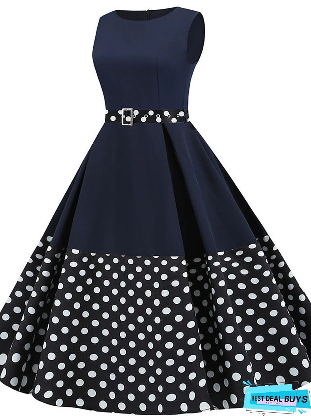 Women's A Line Dress Knee Length Dress Sleeveless Print Patchwork Summer Vintage Black Yellow Blushing Pink Green