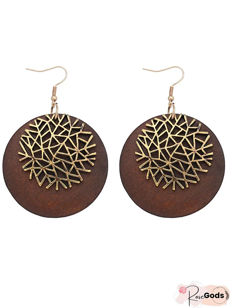 Vintage Tree Embossed Alloy Women Earrings